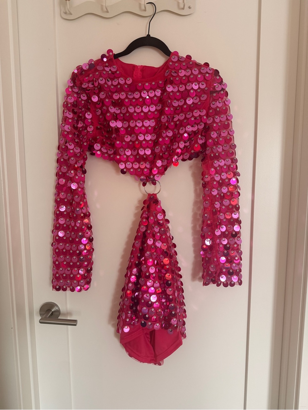 Fuchsia Sequin Cut Out Dress